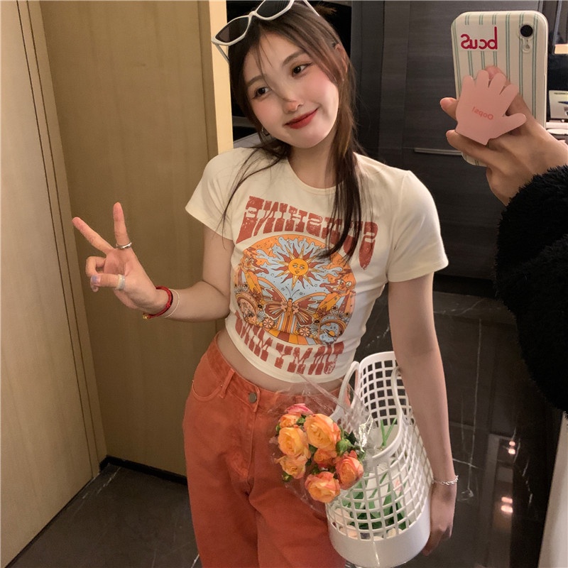 NRVP Áo Thun NgắN Tay DáNg Ôm ThờI Trang Cho Nữ