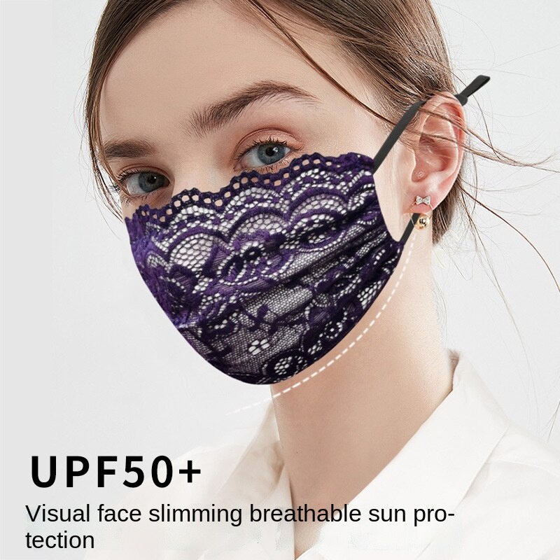 Khẩu Trang Hai Lớp Phối Ren Mỏng Thoáng Khí Thời Trang Mùa Hè Cho Nữ
