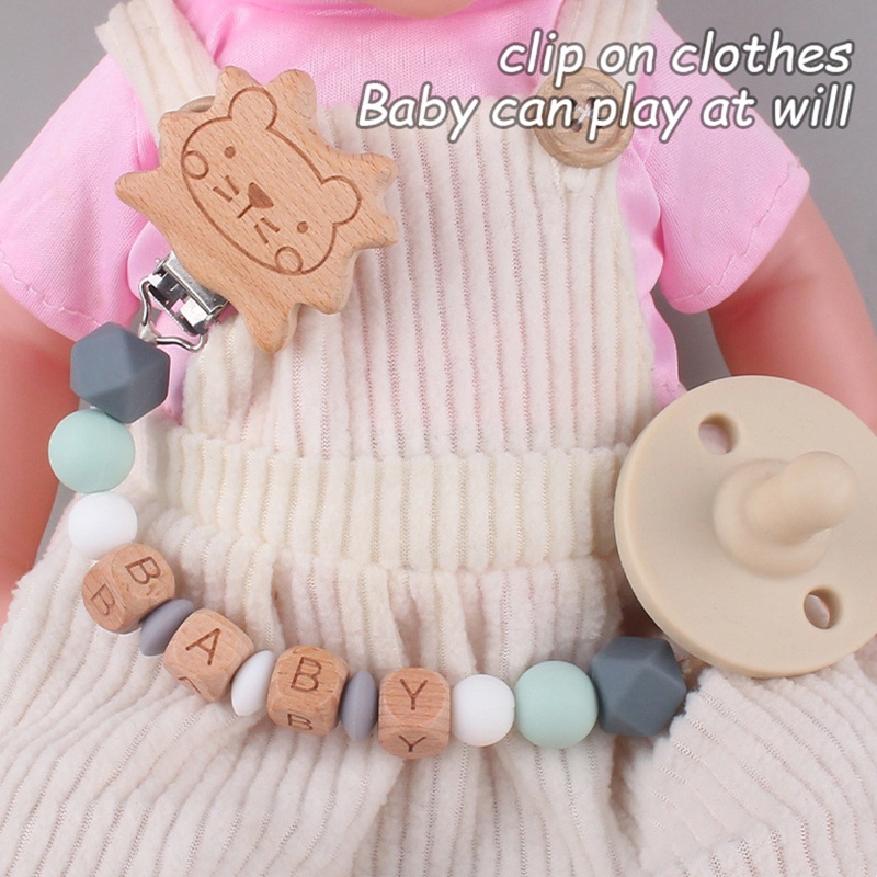 Dây Đeo Núm Vú Giả Bằng Silicon Mềm Mịn Hình Gấu Hoạt Hình Cho Bé Sơ Sinh Mọc Răng