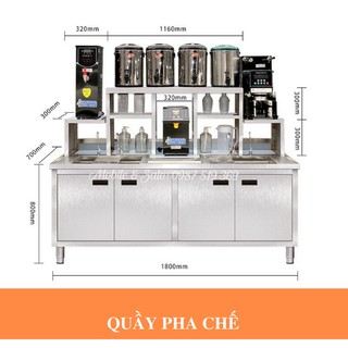(Hỗ trợ Ship) Quầy bar pha chế - Quầy Pha Chế Inox cho quán trà chanh, trà sữa inox, cafe
