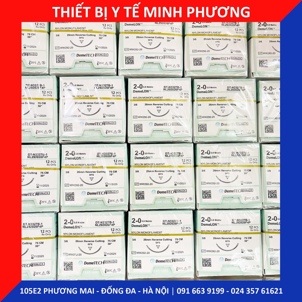 [ĐẠI LÝ PHÂN PHỐI] Bán lẻ Chỉ khâu DEMELON DEMETECH Nylon không tiêu dùng trong phẫu thuật số 2/0