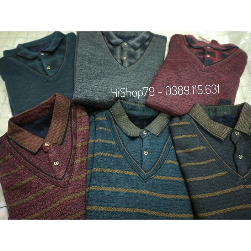 - ÁO LEN TRUNG NIÊN PHỐI SƠ MI LÓT LÔNG