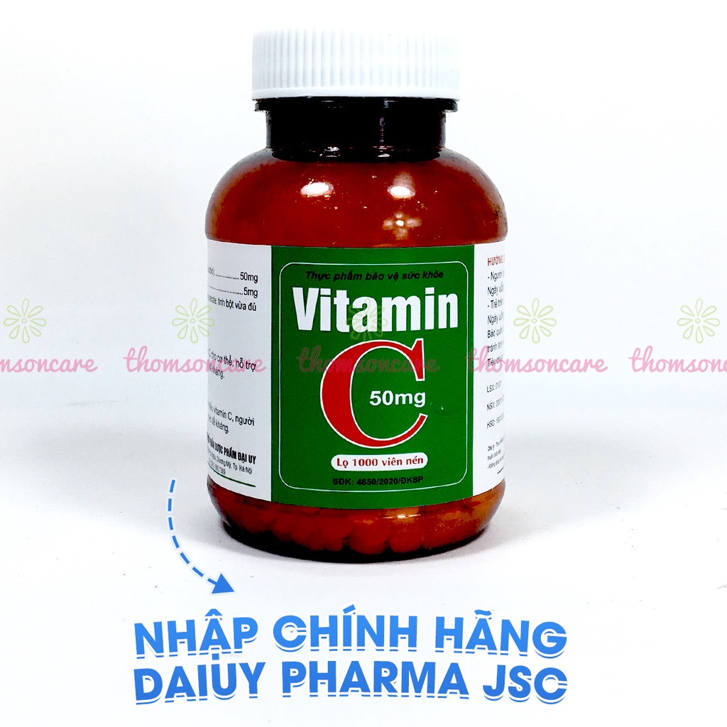 Vitamin C 50mg lọ 1000 viên nén - Bổ sung Vitamin C cho cơ thể, tăng cường sức đề kháng, giảm chảy máu cam