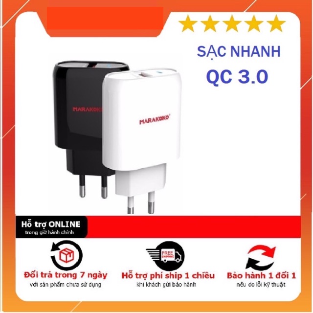 Sạc nhanh Marakoko Ma15 Quick Charge 3.0, Công suất 18W