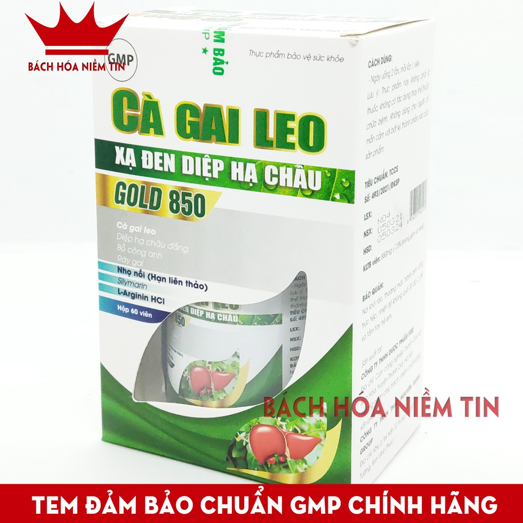 Viên uống mát gan CÀ GAI LEO XẠ ĐEN DIỆP HẠ CHÂU GOLD 850 - Giải độc gan an toàn hiệu quả