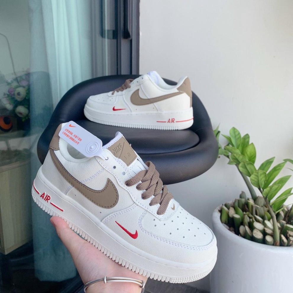 Giày 𝐍𝐢𝐤𝐞 𝐀𝐢𝐫 𝐅𝐨𝐫𝐜𝐞 𝟏 Trắng Vệt Nâu -  Sneaker Unisex Nam Nữ Hàng cao cấp bản Trung hottrend 2023