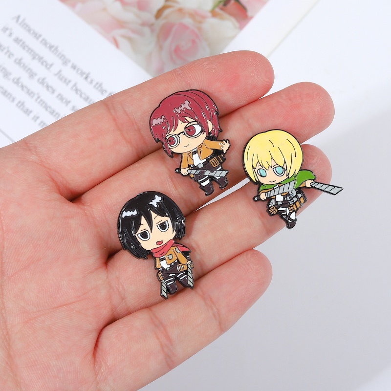Ghim cài áo QIHE JEWELRY in hình anime ATTACK ON TITAN tặng bạn bè/trang trí ba lô quần áo