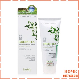 Sữa rửa mặt trà xanh Dabo Green Tea Natural Rich Foam Cleanser 3in1 180ml