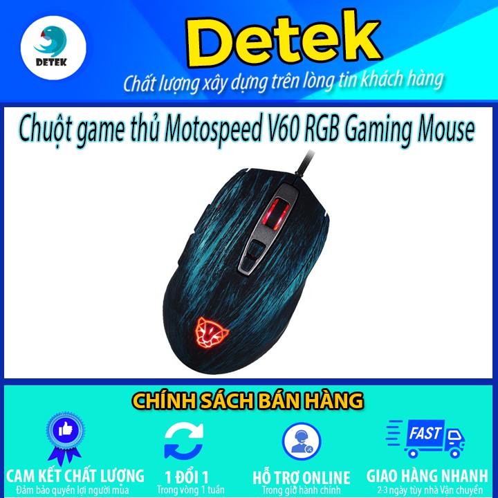 Chuột game thủ Motospeed V60 RGB Gaming mouse có LED thay đổi theo DPI Xanh, đỏ, đen