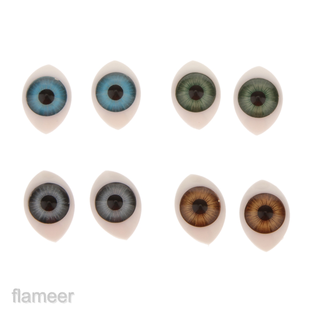 Set 4 Cặp Mắt Nhựa Hình Oval 9mm 4 Màu Sắc Tùy Chọn Dành Cho Búp Bê