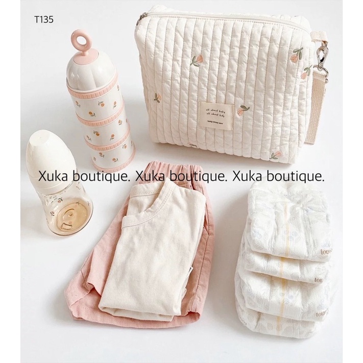 Túi xách bỉm sữa treo xe đẩy, Túi cầm tay mẹ bỉm sữa style Hàn Quốc [Ảnh Thật]