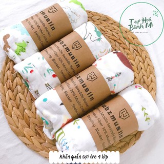 Khăn đa năng Khăn quấn tắm vải 70% sợi tre 4 lớp vỏ bọc giấy cho bé