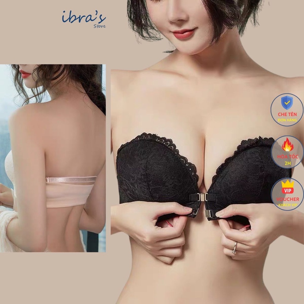 Áo Nâng Ngực Không Dây iBRA's Tạo Khe Sexy Chống Tuột Áo Lót Không dây cài trước nam châm cao cấp viền Ren gợi cảm A24