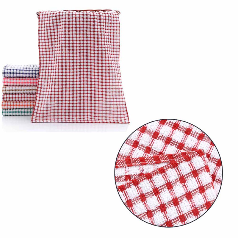 Khăn lau chén dĩa bằng cotton họa tiết sọc caro tiện dụng cho nhà bếp