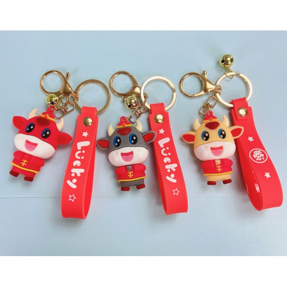 Móc Khóa Cute Lucky Money Năm Con Trâu Màu Đỏ Cho Sự May Mắn