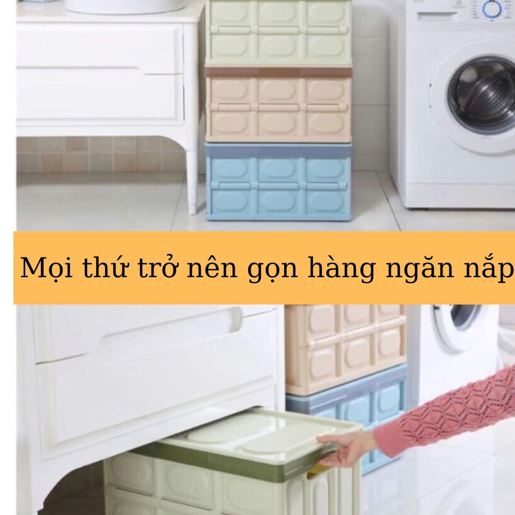 Thùng Nhựa Đựng Đồ Gấp Gọn Lưu Trư Quần Áo Đồ Chơi Hồ Sơ Đựng Đồ Trên Ô Tô