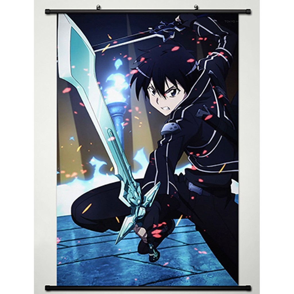 Poster vải anime Kirito 30x45 - Sword art online SAO - tranh vải