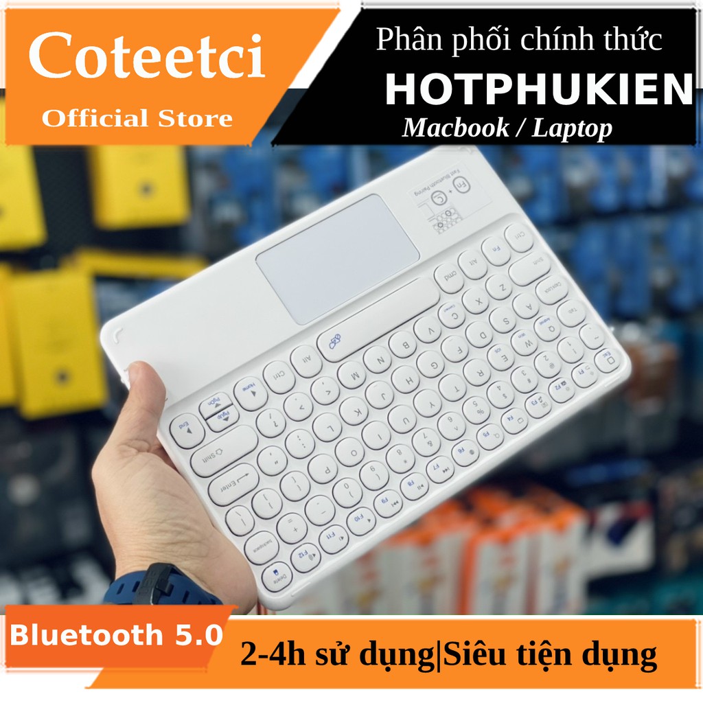 Bàn phím Bluetooth 5.0 không dây tích hợp touchpad hiệu Coteetci Portable Smart Keyboard - hàng chính hãng