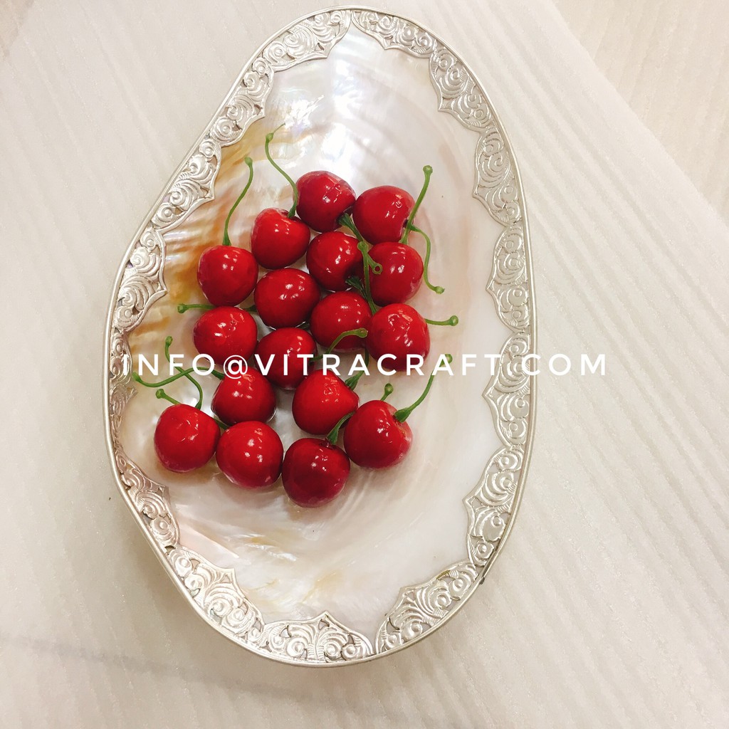 Vỏ Trai Mài Bóng, Bát Đựng Salad Hoa quả Làm từ Vỏ trai Nước ngọt Tự Nhiên Size Lớn 28cm x 19cm
