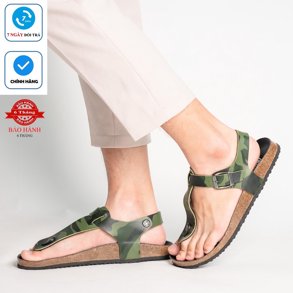 [Bản giới hạn] R10 -  Sandal Birken Đế Trấu BIOLINE Camo Rằn Ri Thiết Kế Unisex Nam nữ Quai tách ngón Da PU cao cấp