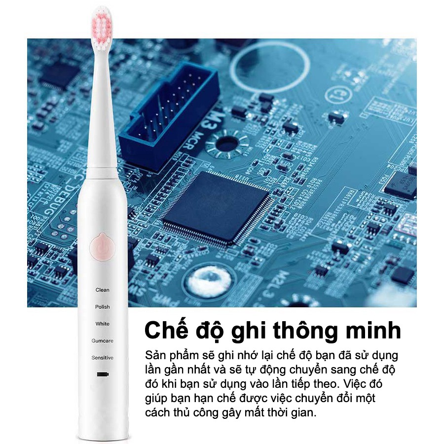 [Mẫu 2021] Bàn Chải Đánh Răng Điện Chính Hãng ORIGINAL PHYOPUS SONIC – Tặng 04 đầu bàn chải, 01 đầu massage, đế sạc