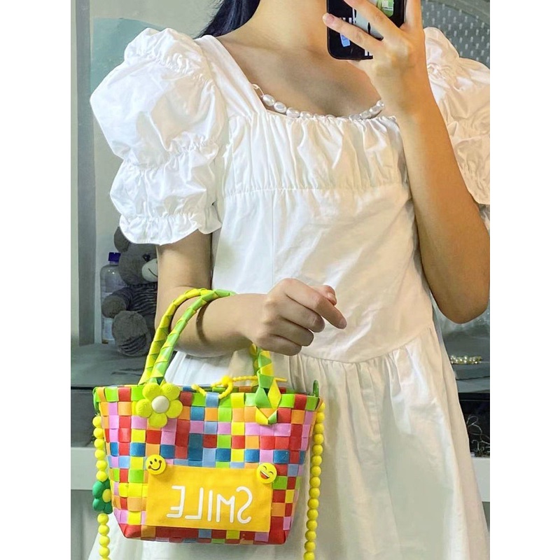 Túi Đeo Chéo Đính Ngọc Trai Nhiều Màu Sắc Phong Cách Hàn Quốc Nhật Bản