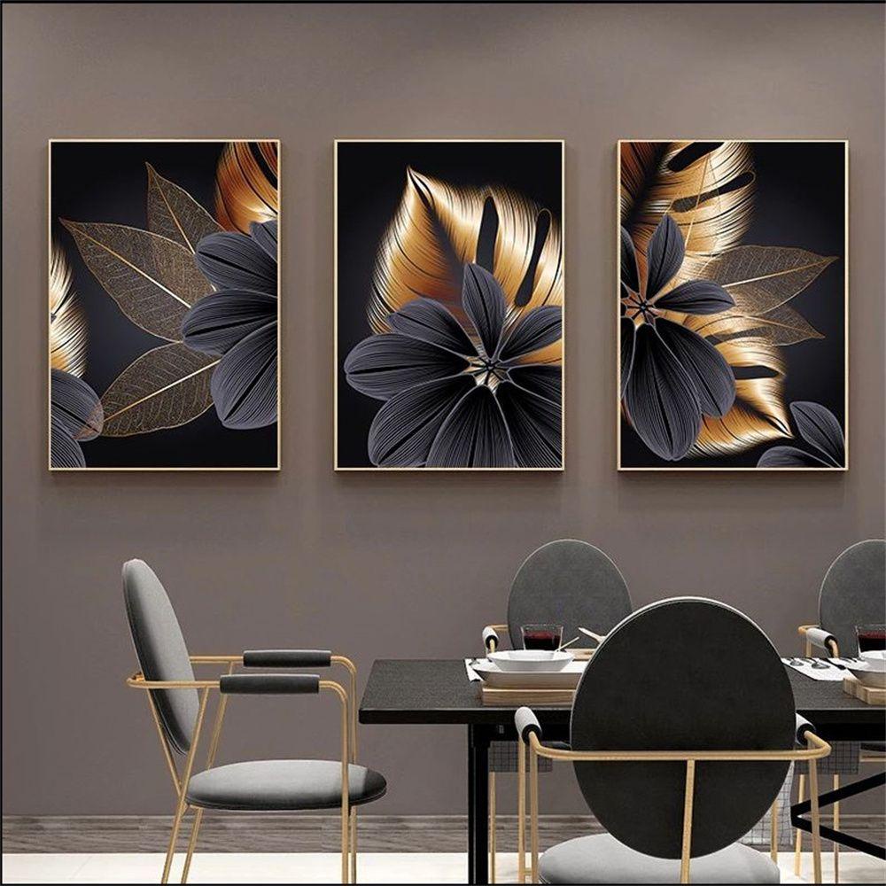 LONTIME Tranh Canvas Treo Tường Trang Trí Màu Vàng Đen Hiện Đại