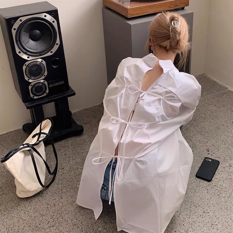 Áo sơ mi oversize cột vơ mặc được hai kiểu hàng taobao đẹp