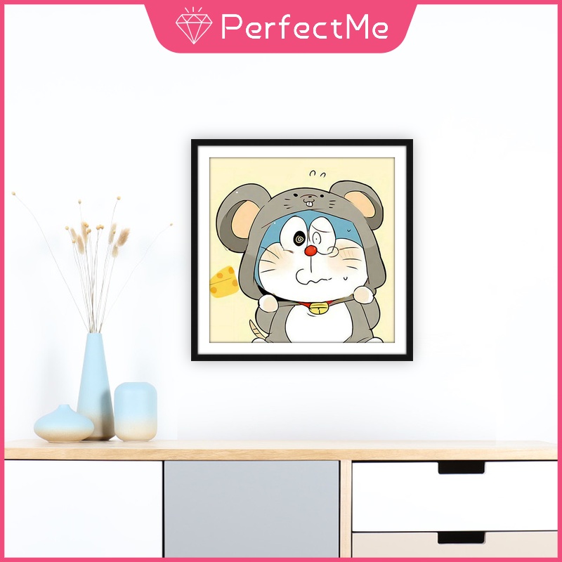 (Hàng Có Sẵn) Bộ 1 Tranh Đính Đá Tự Làm Hình Doraemon Trang Trí Nhà Cửa 30 X 30Cm