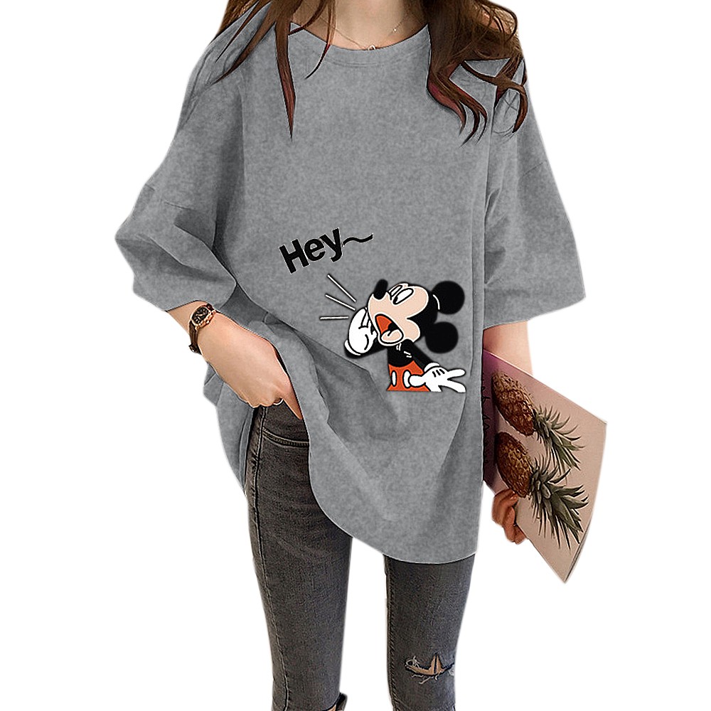 Áo Thun Nữ Tay Ngắn In Hình Chuột Mickey Thời Trang Hàn Quốc