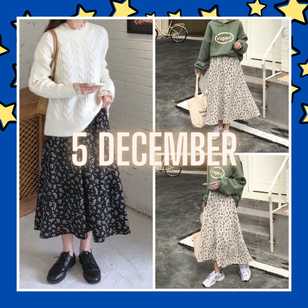 Chân Váy Hoa Nhí Vintage Nhiều Màu - Chân Váy Dài Vintage Cạp Chun - Chân Váy Ulzzang Hàn Quốc CV20 | BigBuy360 - bigbuy360.vn