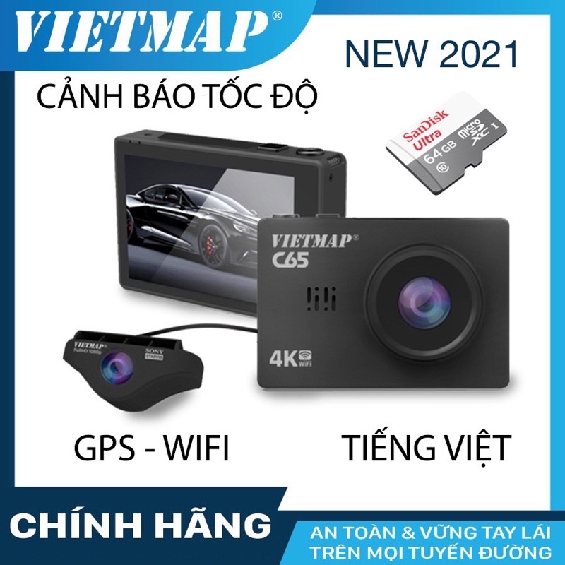 Camera hành trình VIETMAP C65 cho xe ô tô + thẻ nhớ 32/64GB Class 10