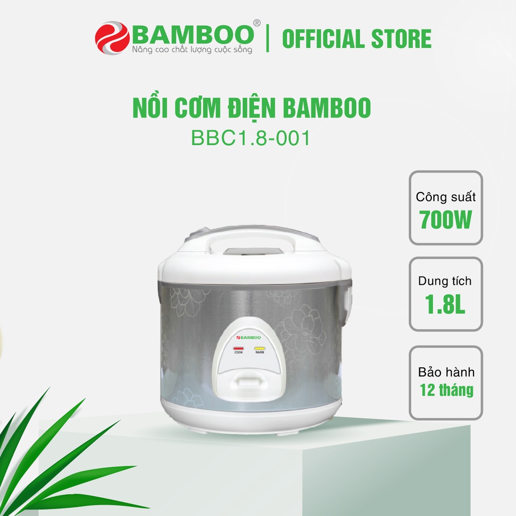 [Mã BMBAU50 giảm 10% đơn 99k] Nồi cơm điện Bamboo 1.8lít BBC1.8_001