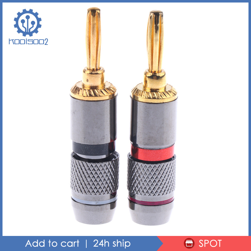 [KOOLSOO2]1pair Speaker Banana Plug Gold Dual Screw Plated Audio   Connector