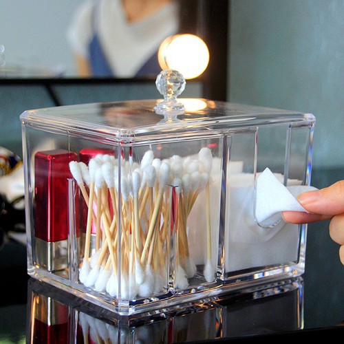 HỘP ĐỰNG BÔNG TẨY TRANG NHIỀU NGĂN TIỆN DỤNG