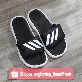 dép nam-alphabounce quai ngang mẫu basic trắng đen
