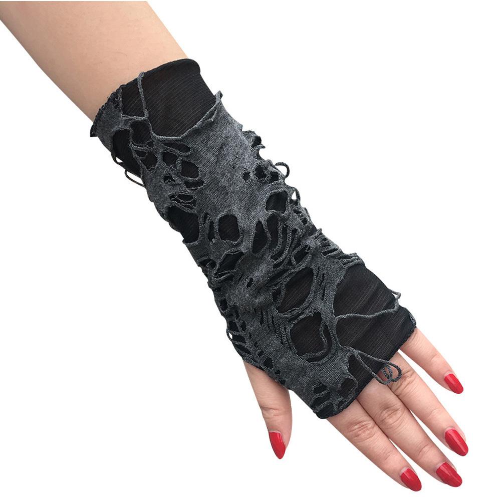 FORBETTER Găng Tay Hở Ngón Unisex Màu Đen Cá Tính