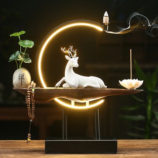 Đế Đốt Trầm Hương Hình Hươu Trắng Phong Cách Trung Hoa Dùng Trang Trí Phòng Khách
