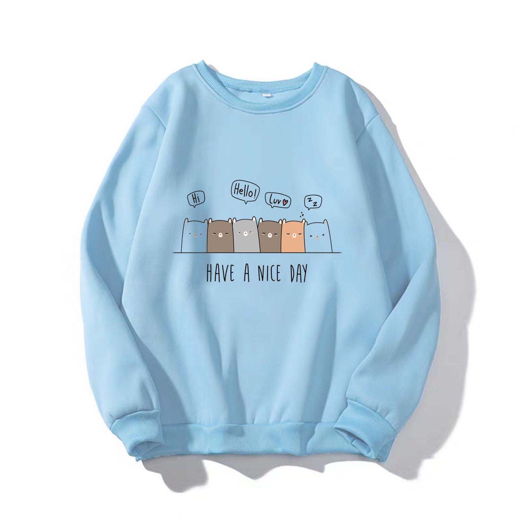 Áo Khoác Nỉ Chui Đầu Ulzzang Hàn Quốc HOT TREND HAVE A NICE DAY Đáng Yêu - Chất Nỉ Dày Dặn , TTSLB0518