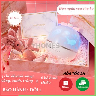 Đèn ngủ chiếu sao, chiếu trần 3d hình ngàn sao, cổ tích, đại dương xoay tự động lãng mạn cho bé