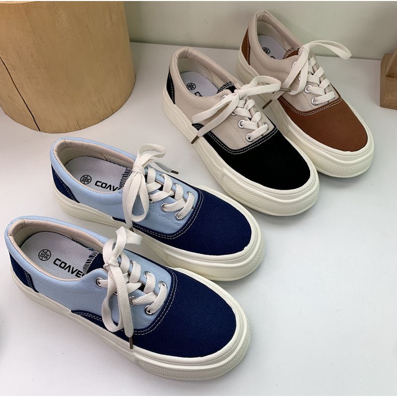 Giày ulzzang đế bánh mì cao 4phân, đế họa tiết uốn lượn