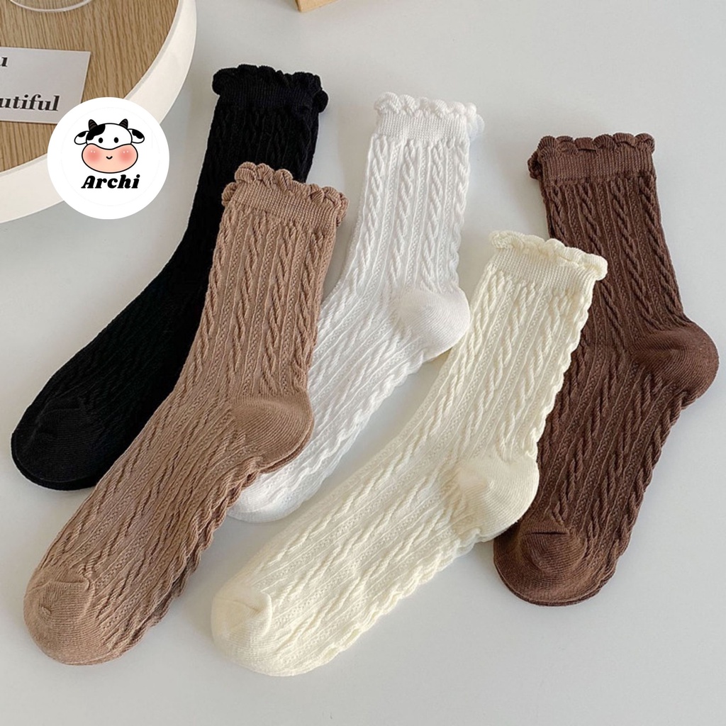 Tất vớ nam nữ cao cổ cao cấp kiểu xoắn thừng