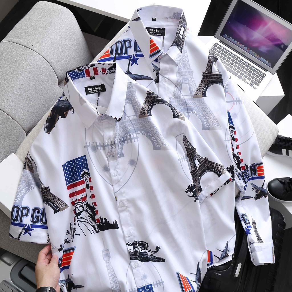 [bigsize &lt; 130kg] ÁO SƠ MI NAM tay ngắn BIGSIZE họa tiết