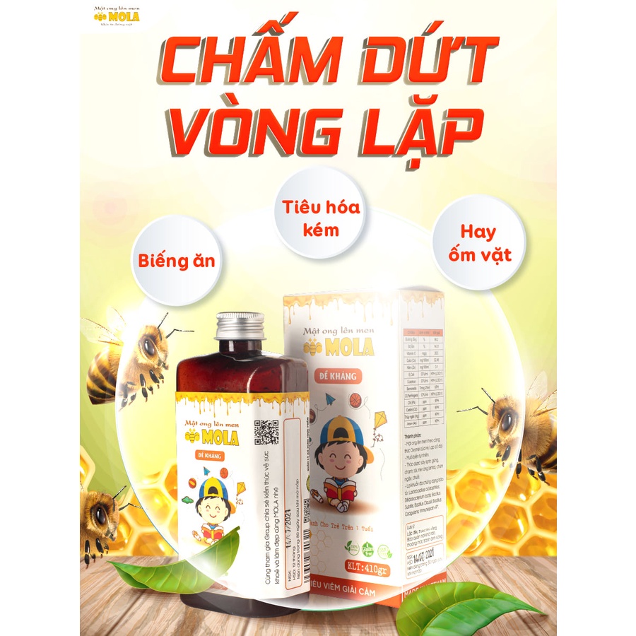 MẬT ONG LÊN MEN ĐỀ KHÁNG MOLA 260g - TĂNG CƯỜNG ĐỀ KHÁNG CHO BÉ