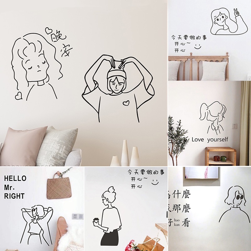 Giấy Dán Tường Chống Thấm Nước Thời Trang Nữ Xinh Xắn Đơn Giản