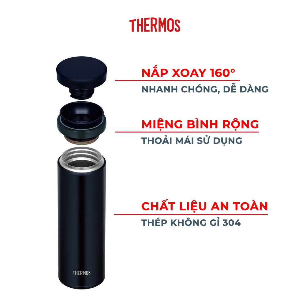 Bình giữ nhiệt số 1 Nhật Bản Thermos nắp vặn 500ml. Trọng lượng siêu nhẹ, chất liệu thép không gỉ. Hàng chính hãng