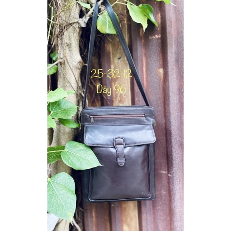 SALE- túi si da thật dáng hộp vintage sz vừa a4
