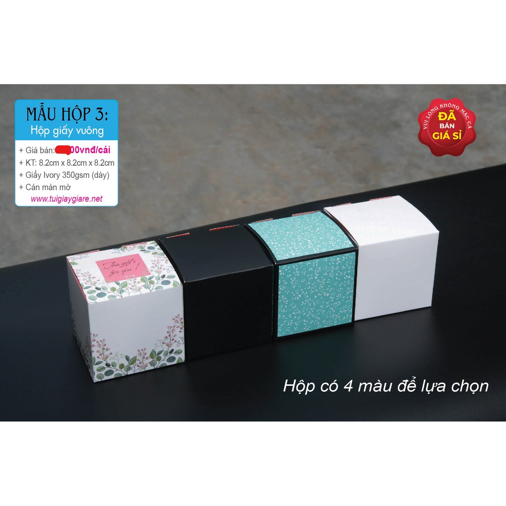 50 cái - Hộp giấy vuông nhỏ đựng quà tặng đựng bánh mỹ phẩm thực phẩm - Hộp số 3