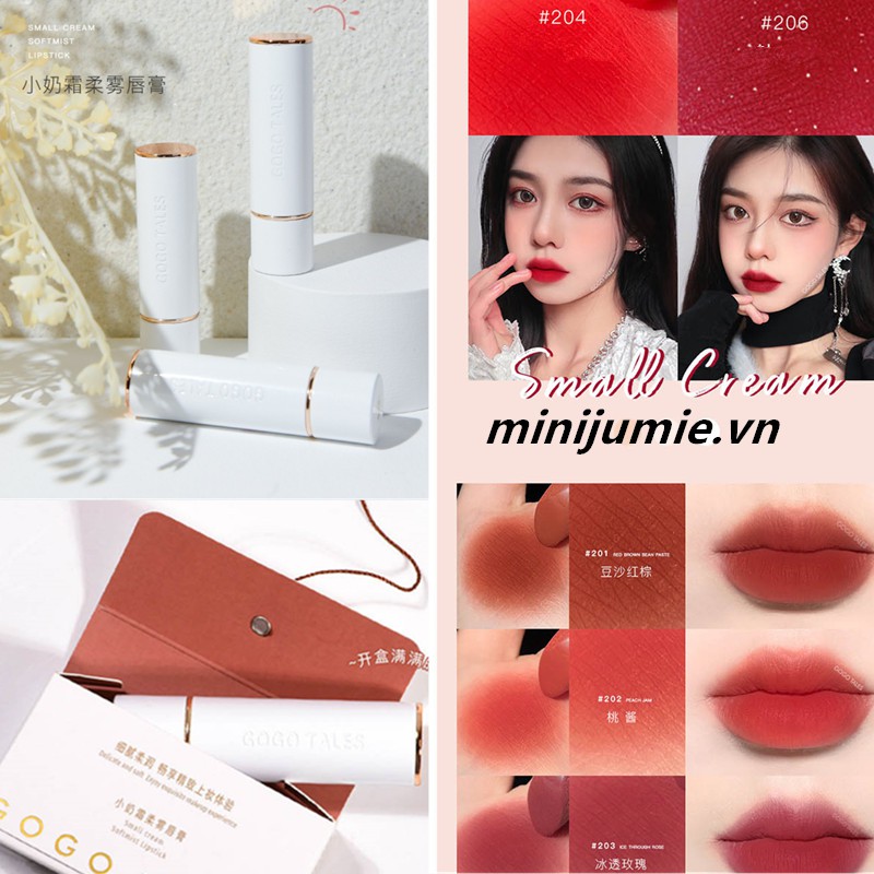 Son lì GOGO TALES vỏ trắng mịn mượt mềm môi Small Cream Soft Mist Lipstick