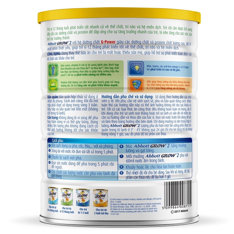 Sữa Bột Abbott Grow số 2 (900g)
